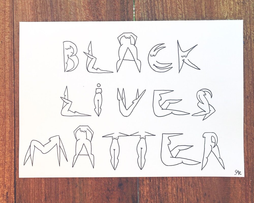 Photo of  Black Lives Matter Line Woman Drawing  by Morgan Rossi